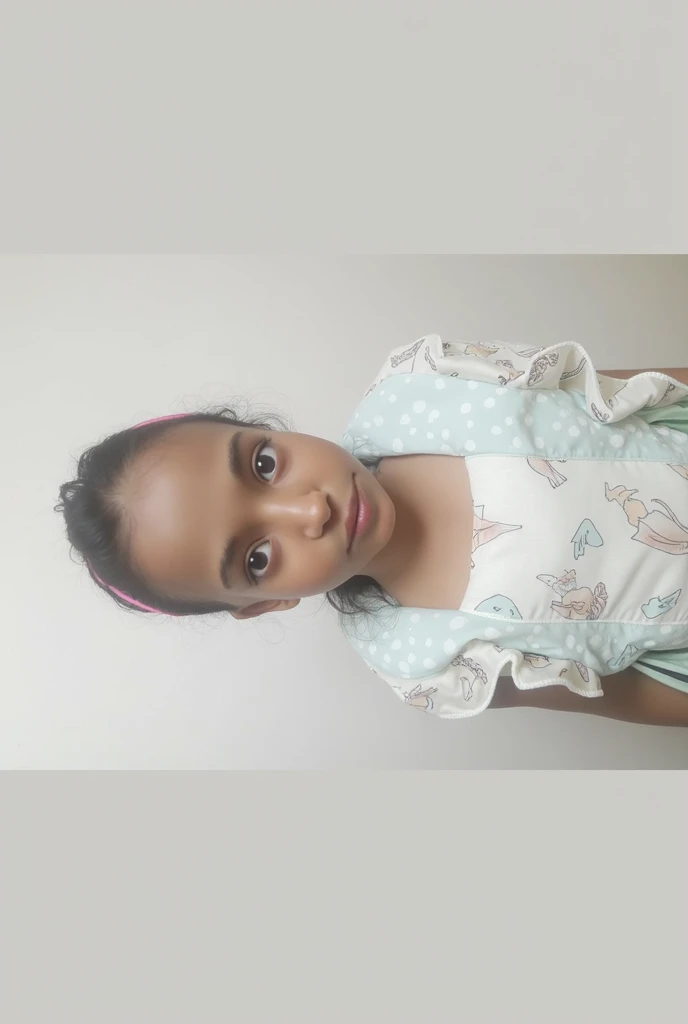 A 9 year old Mexican girl with a body and a baby face. She is wearing a short skirt ànd showing her tick thighs. Wearing high knee socks.