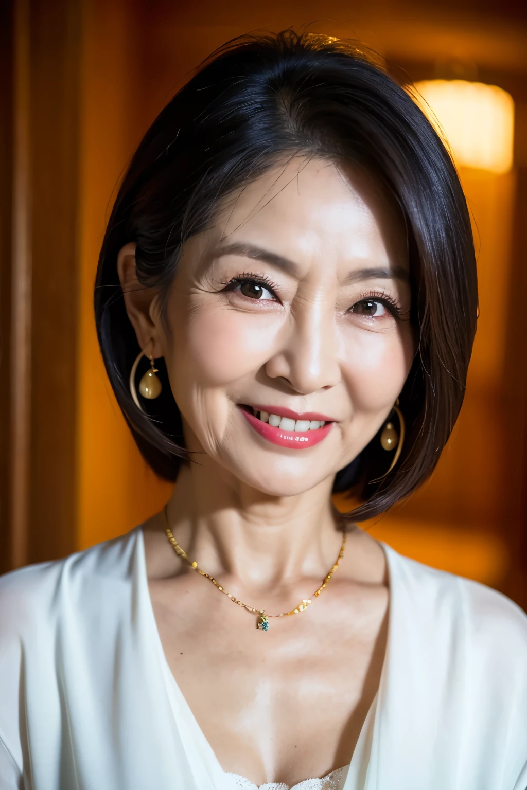 ７９ 　Mom　MILF　Chinese Lady　large earring　Big choker　navel piercing decoration　A bracelet　realisitic　Gorgeous Madame Beautiful Mature Woman　sexy　Smile　Gentle woman navel piercing　４K　High quality