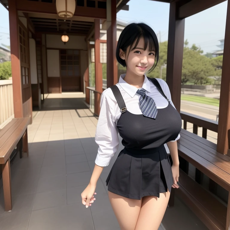nsfw, best quality, masterpiece, ultra-detailed, 1girl, black eyes, (((huge breasts))), (((nipples))), (((((sagging breasts))))), (((hime cut))), (((blunt bangs))), (((tsurime))), (((((narrow eyes))))), outdoors, (((younger))), (pop idol),public indecency, smile, light smile, ((no bra)), ((no panties)), (((gothic lolita))), (((((maid))))), topless, solo, (((((short tie))))), mansion, garden, upper_body, (brown hair),(short hair),((((wavy hair)))),(((standing pose))),(loli),(walking),(take a pose)