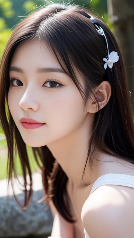 (Realistic), Obra maestra, La mejor calidad, ultra-high resolution, Foto de alto detalle, Unidad 8K Fondo de pantalla, CG extremadamente detallado:1.2), depth of field, bokeh, (Foto RAW:1.realistic photography:1.4), (1girl:1.5), joven, physically based representation, beautiful, (Cara finamente detallada:1.4, Ropa detallada), (Detallado:1.4) named (Eimi Fukada:1.1) BREAK Cara hermosa, Profundidad de campo, Agregar capa, hiperrealista, (14 years old:1.5), Modelo de cuerpo perfecto, senos perfectos, 175cm de altura, pose sexy, full body, cuerpo completo, Tipo de cuerpo del modelo, BREAK (extreme skin details:1.3), skin details, (naked:1.3), doble parpado BREAK smile, Seductive pose, sitting, sitting inside, bedroom, Mediterranean style, Santorini, (close shot:1.1), (Zoom Shot:1.3), (flower on hair:1.5)