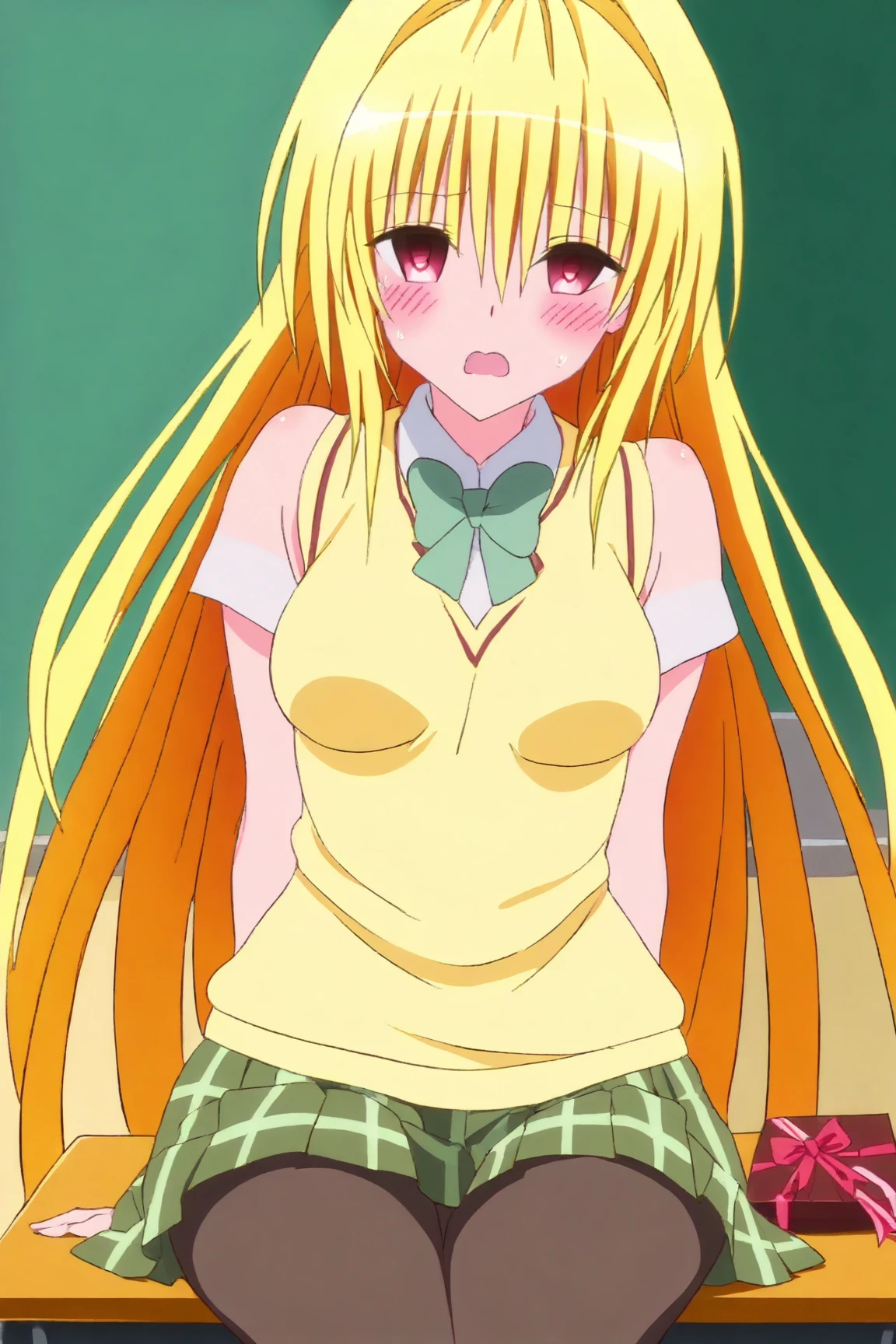 Anime tom girl, Fine skin, cute, Very detailed, 8k Very detailed face, 
fate testarossa, long twin tails, bronde_hair, black_ribbon,
Completely naked, nipples, Pussy Line
 otoko no ko , a feminine boy, ((tom girl)), 