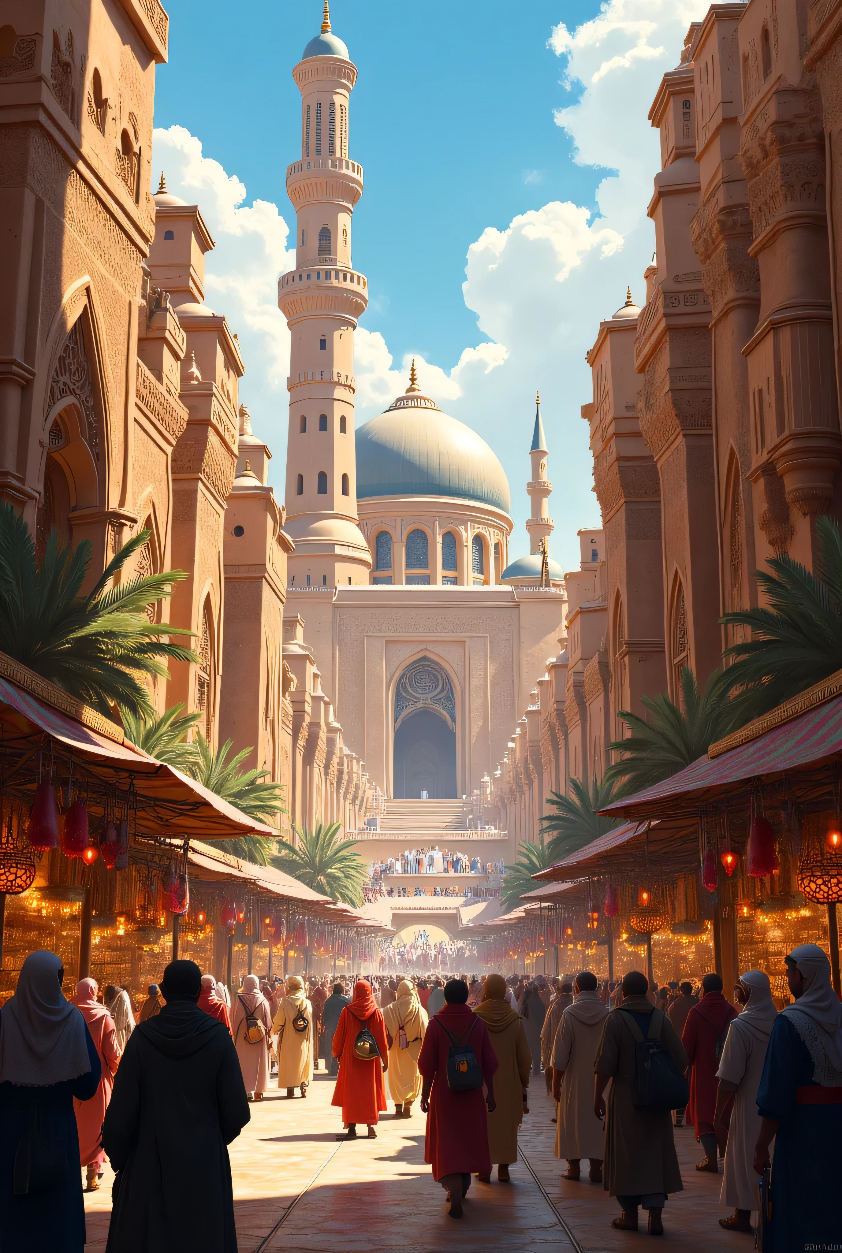 3D cartoon images are high resolution photos that show people wearing ancient Yemeni clothing. walk in the middle of the ancient yemeni city. in countless numbers
