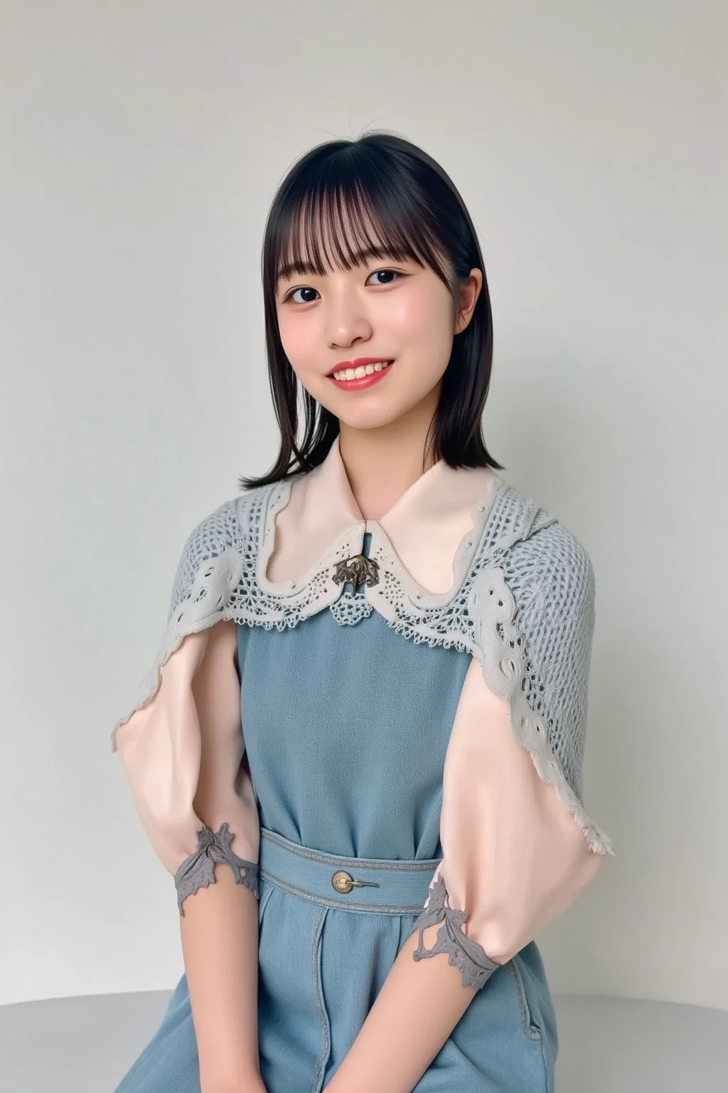 (nude)(masterpiece:1.2, Highest quality), (Realistic, photoRealistic:1.4), Beautiful illustrations, (Natural Side Lighting, Cinema Lighting), Written boundary depth, Looking at the audience, Front view, 1 Girl, Asian, , ((Twin tail hair)), Perfect Face, Cute symmetrical face, Pale skin, Shiny skin, Asymmetrical bangs, Beautiful Eyes、Beautiful big eyes、Black Eyes、, Beautiful Hair, Beautiful Face, 美しくてBeautiful Eyes, Beautiful clavicle, Beautiful body, Beautiful breasts, Beautiful thighs, Beautiful feet, Beautiful fingers, ((High quality fabric, Brown knitted vest, Short sleeve white collar shirt, Navy Pleated Skirt, Navy bow tie )), (vaginal Sex:1.5), (Beautiful views), evening, Droopy eyes, (Cum in pussy:1.5), Sex, erotic, Cum in pussy, Heterosexual, Mole, Mole under eye, (smile, Excellent, Open your mouth)