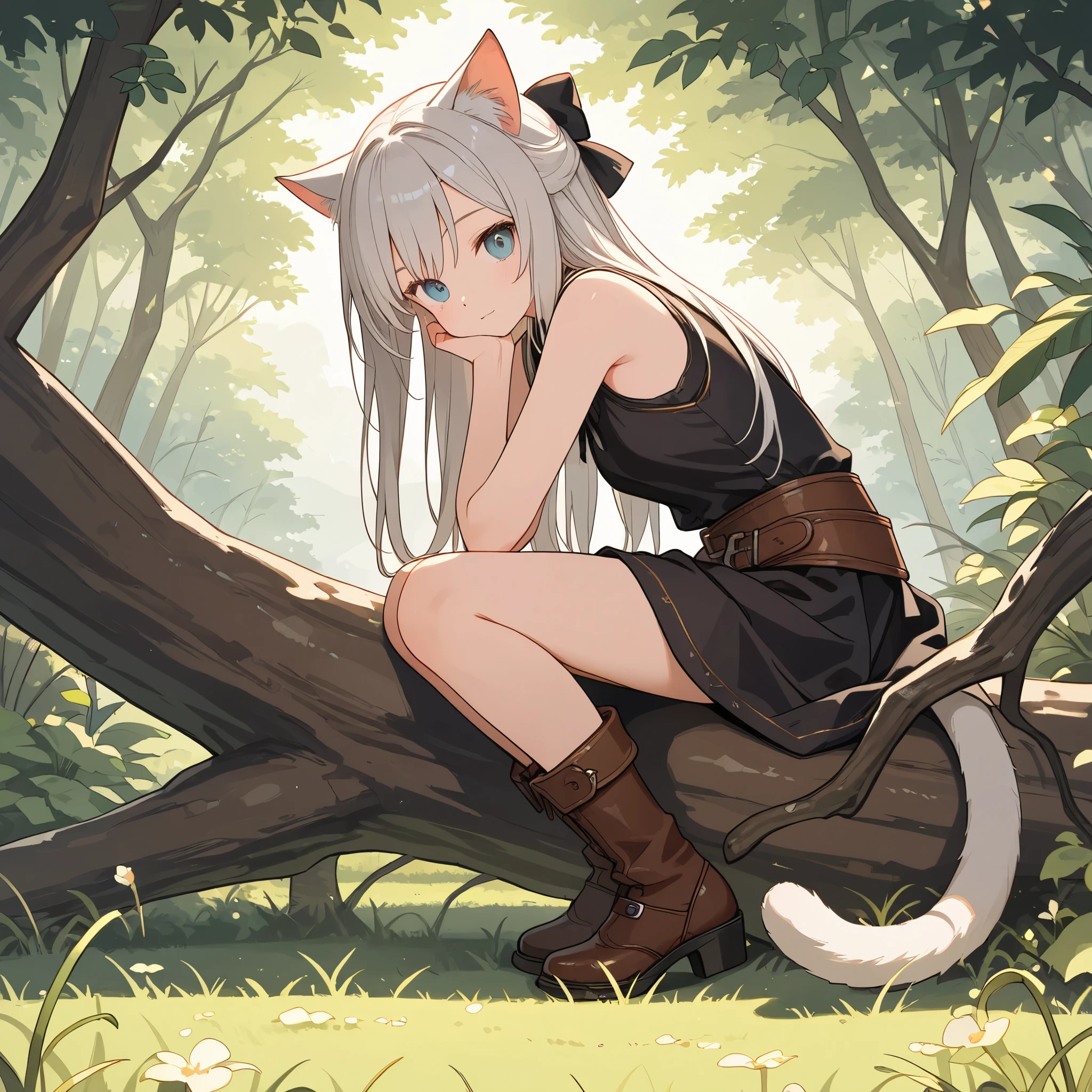 (In 8K, Best Quality, Master Piece: 1.2),Ultra High Resolution,ultra-detailed face, detailed eyes,1 cute girl,(The girl is on a tree in the Australian forest),up in the tree and clinging to the tree,expressionless,koala big ears,dark gray hair, dark gray koala costume,(dark gray:1.4),black eyes,solo,professional lighting,morning,natural light,Sky,australian forest