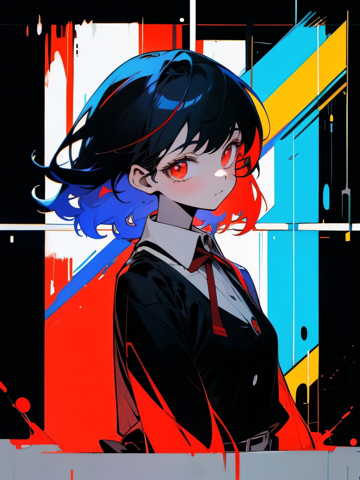 ((masterpiece,best quality, detailed)),
1girl, solo, misaki mei, school uniform, black jacket, medical eyepatch,
portrait, droplets, flowing, with a splash of paint, paint splash, multicolored, looking at viewer, splatter, bubble, swirling, rim lighting, red and white
