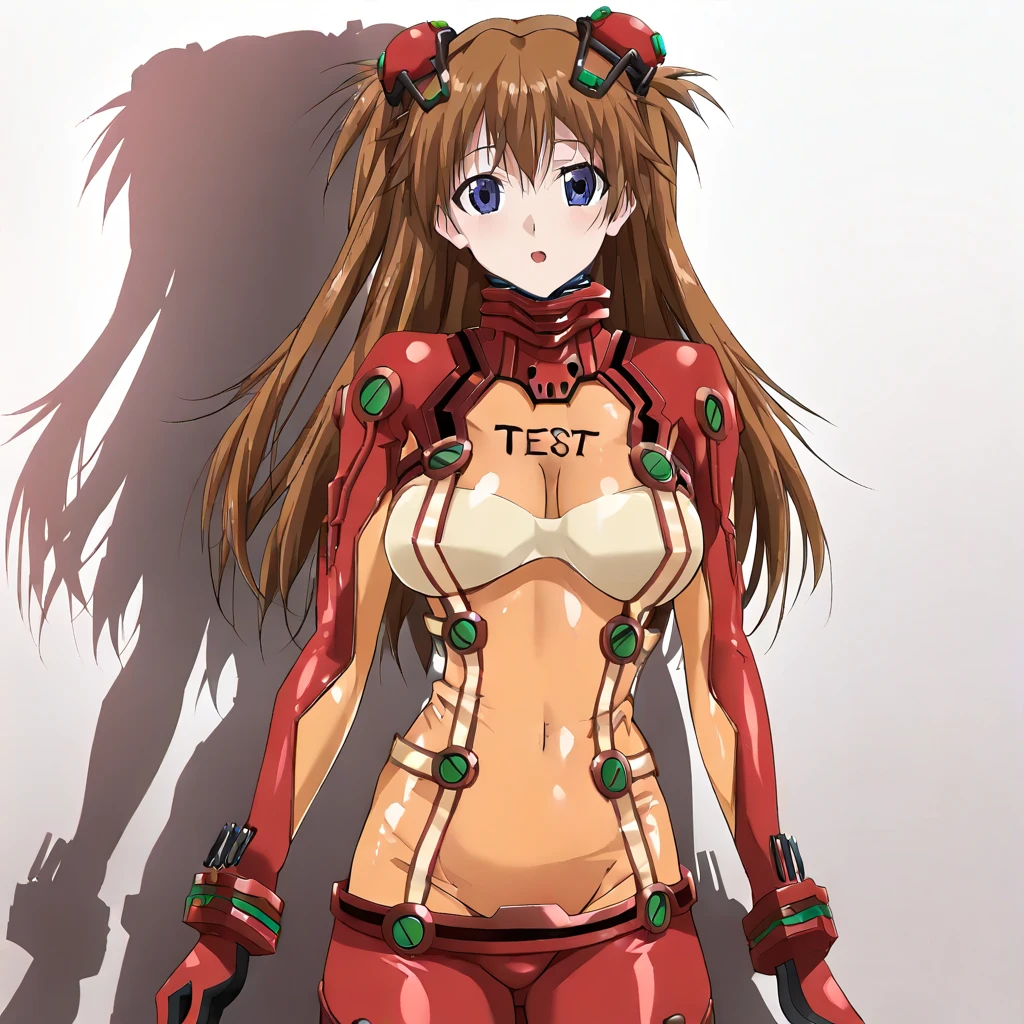 solo, Sakaki Chizuru, green eyes, pilot suit, bodysuit, standing, smile, hands on hips, legs