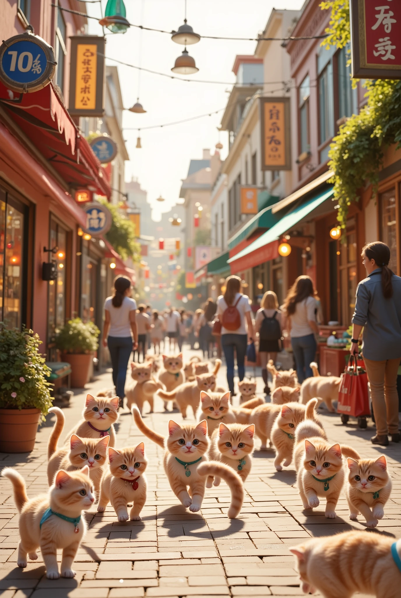 I'm taking a walk in a shopping street bustling with mother cats and their kittens.　 cute