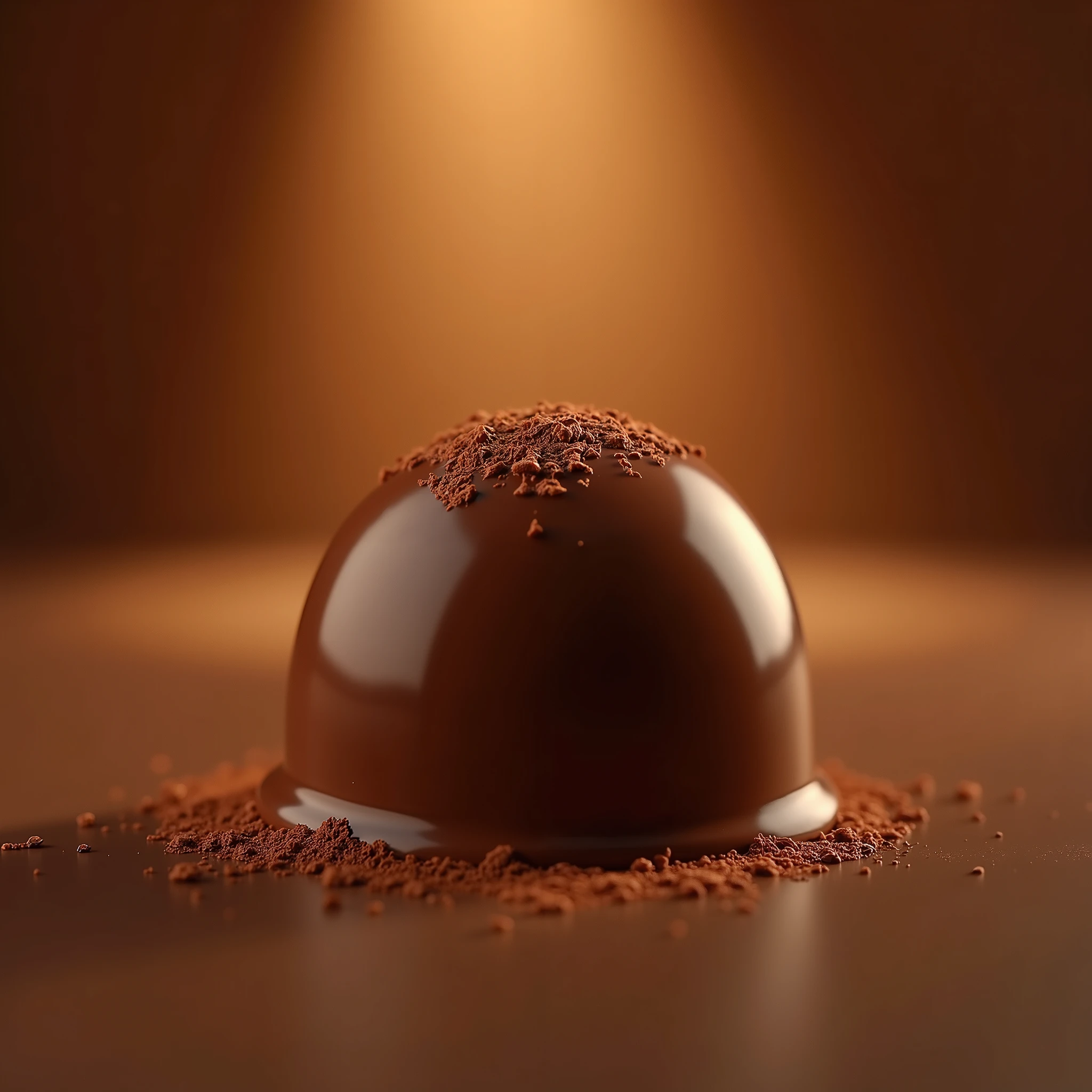 Premium truffle chocolate、 backlit、 ultra high definition image 、Delicious atmosphere、 Simple Design 、 depth of field on the shoulder、