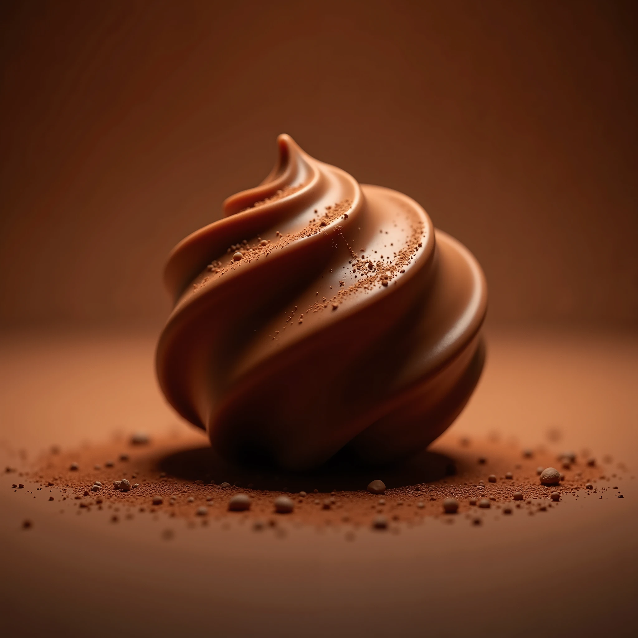 Premium truffle chocolate、 backlit、 ultra high definition image 、Delicious atmosphere、 Simple Design 、 depth of field on the shoulder、