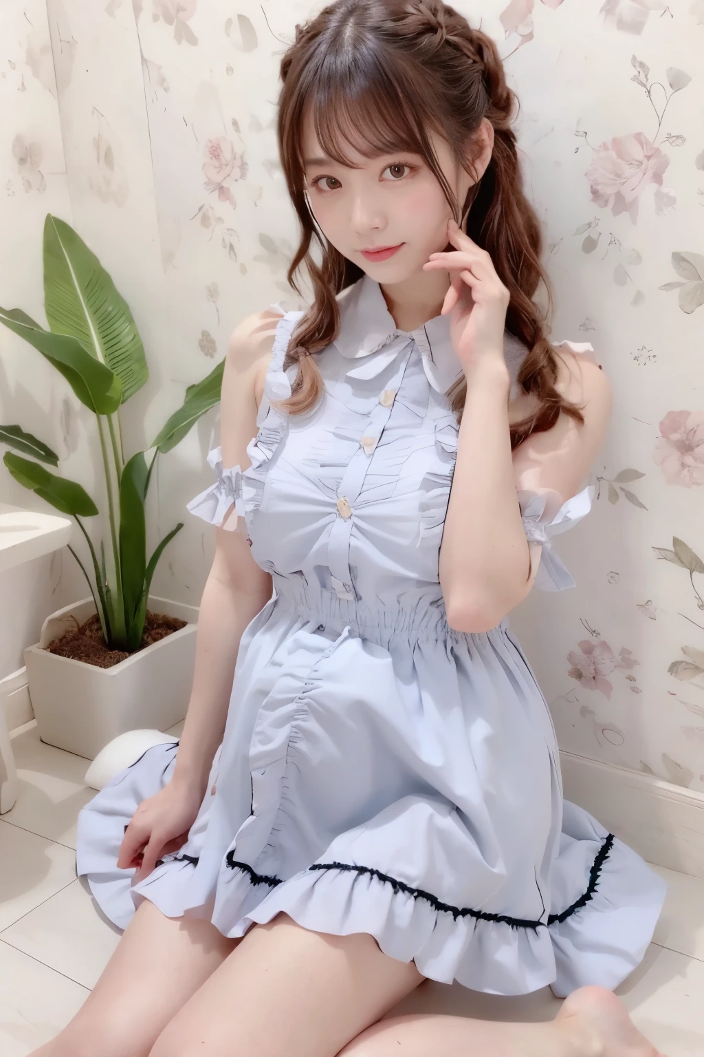 ( indoor), (  window), ( masterpiece), (最 high quality), ( very well detailedな), ( best shadow), (photo by Nomi:1.4),  ruffle blouse,  skirt by humili,  White Ankle Socks ,  high quality,  masterpiece,  very well detailedな,  Hi-Res, 4K, 超 Hi-Res,  detailed shadow ,  super real,  dramatic lights ,  one girl,  alone,  detailed face,  by Nomi eyes,  by Nomi Skin,  dynamic hair ,  Dynamic Poses,  dynamic angle,   White Floral Dress Showing Her Pubic Hair  ,  white background,  Ulzan-6500-v1.1, ( RAW Photo:1.2), (  by Nomi:1.4),   BEAUTIFUL DETAIL GIRL IN A BLUE TRENCH COAT ,  very well detailed eyes and face,   The attention to detail is beautiful ,  ridiculous, incredibly  ridiculous,  large file size ,  very well detailedな,  Hi-Res,  very well detailed, 最 high quality, (Bright interior), (Soft light), ( contrast is low), ( shallow depth of field ), ( portrait of a beautiful woman illuminated by gentle light ), ( Very delicate and elegant depiction  ), (short bang), ( The hair color is dark maroon with a slight brown tinge), (Subtle and gentle wave hair ), (Decorated with thin ribbons), (   white blouse with small frills  ), ( bow tie), (青いロング skirt by humili), ( White Short Ankle Socks ), shape,  very well detailed, CG,  unified,   8k Wallpaper, wonderful,  delicate details, 最 high quality,  very well detailed CG  unified   8k Wallpaper,  face light in a tropical car, Cinema Lighting, Erection under clothes