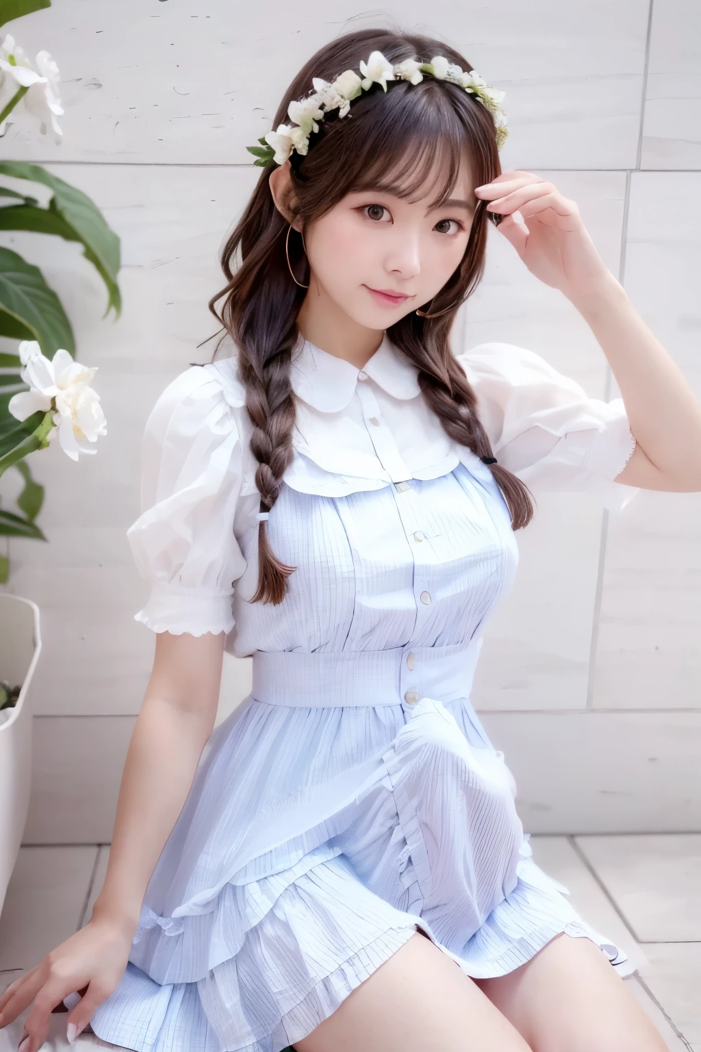 ( masterpiece), (最 high quality), ( very well detailedな), ( best shadow), (photo by Nomi:1.4),  ruffle blouse,  skirt by humili,  White Ankle Socks ,  high quality,  masterpiece,  very well detailedな,  Hi-Res, 4K, 超 Hi-Res,  detailed shadow ,  super real,  dramatic lights ,  one girl,  alone,  detailed face,  by Nomi eyes,  by Nomi Skin,  dynamic hair ,  Dynamic Poses,  dynamic angle,   White Floral Dress Showing Her Pubic Hair  ,  white background,  Ulzan-6500-v1.1, ( RAW Photo:1.2), (  by Nomi:1.4),   BEAUTIFUL DETAIL GIRL IN A BLUE TRENCH COAT ,  very well detailed eyes and face,   The attention to detail is beautiful ,  ridiculous, incredibly  ridiculous,  large file size ,  very well detailedな,  Hi-Res,  very well detailed, 最 high quality, (Bright interior), (Soft light), ( contrast is low), ( shallow depth of field ), ( portrait of a beautiful woman illuminated by gentle light ), ( Very delicate and elegant depiction  ), (short bang), ( The hair color is dark maroon with a slight brown tinge), (Subtle and gentle wave hair ), (Decorated with thin ribbons), (   white blouse with small frills  ), ( bow tie), (青いロング skirt by humili), ( White Short Ankle Socks ), shape,  very well detailed, CG,  unified,   8k Wallpaper, wonderful,  delicate details, 最 high quality,  very well detailed CG  unified   8k Wallpaper,  face light in a tropical car, Cinema Lighting, Erection under clothes