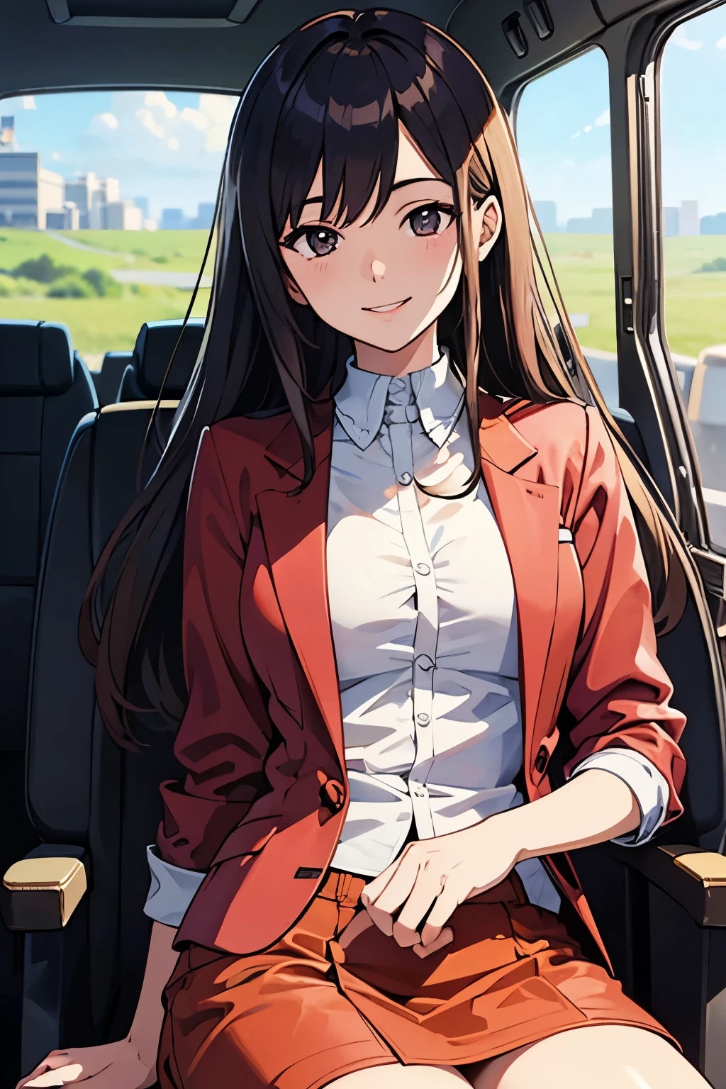 18-year-old girl,Sitting on the bus,No shirt,Big chest,
