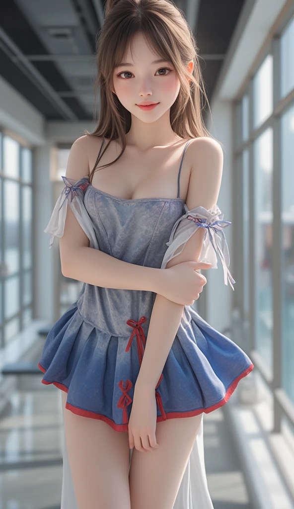 ((tiny chest))、(masterpiece), (超A high resolution), (very intricate), (Exquisitely detailed),(masterpiece), (超A high resolution), (very intricate), (Exquisitely detailed)、(((toppless))、glamor、japanes、 Girl alone、Full body like、goddes、 ,(F1.4, 1/800s, ISO 100, Photorealsitic)、barechested、Underhair、Realism、A smile、 20 years girl、Full body like、Slim body、sea side、Standing posture、see -through、