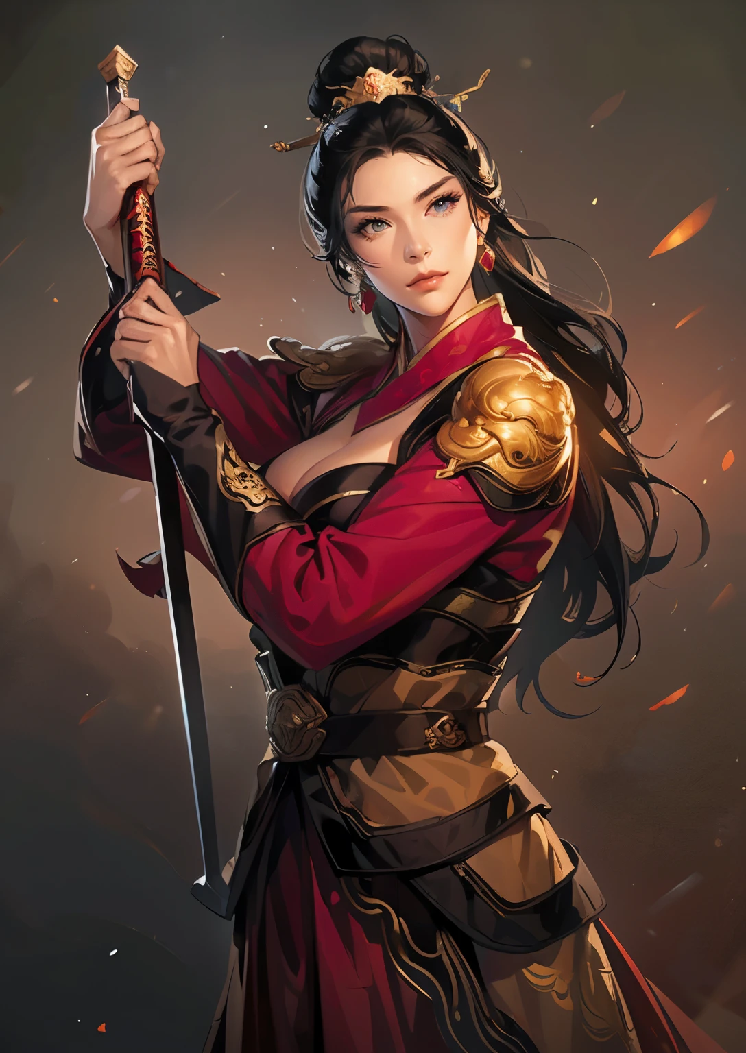 A chestnut-haired female warrior dressed as Sha Wujing