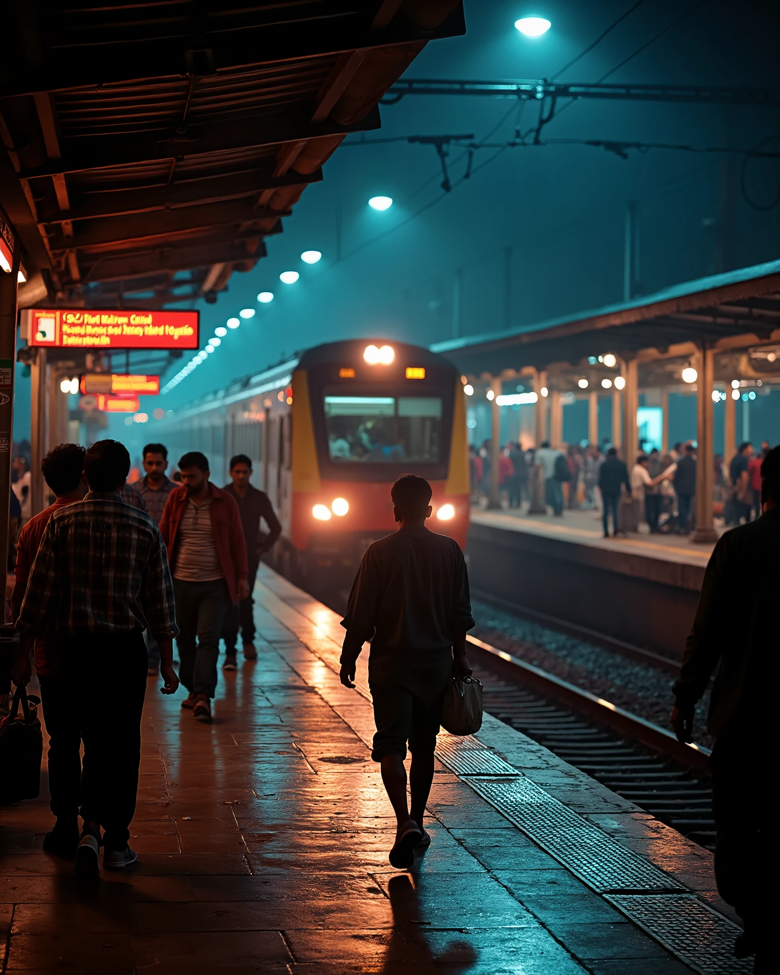 Dadar railway station, local train in background, dark night, platform no 1, Mumbai local platform , night platform, dadar local train in background 