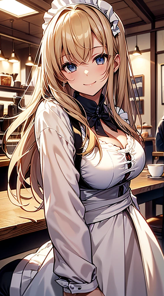 (Masterpiece, best quality), (ultra high resolution, 8K RAW photo, photo realistics:1.5, textile shading, thin outline), Beautuful Matured woman preparing tea-time, (tea set, tea pot, tea cups), wearing traditional sick maid uniform, maid costume:1.2, long flare skirts, apron, Tall and long legs, long white hair, wearing rimless grasses, (milf:1.5, 28 years old, solo), (large breast, sagging breast, big tits, narrow waist), (long white hair, hair over one eye, half updo, asymmetric hair, wavy hair), (bright pupils, detailed eyes, high detailed face, Perfect face shape, eye rush), (seductitve smiling, half-closing eyes), (looking at viewers:1.3), (dynamic angle, tighs focus, from side above:1.2), (correct anatomy:1.5, correct hands), (ideal ratio of body proportions),