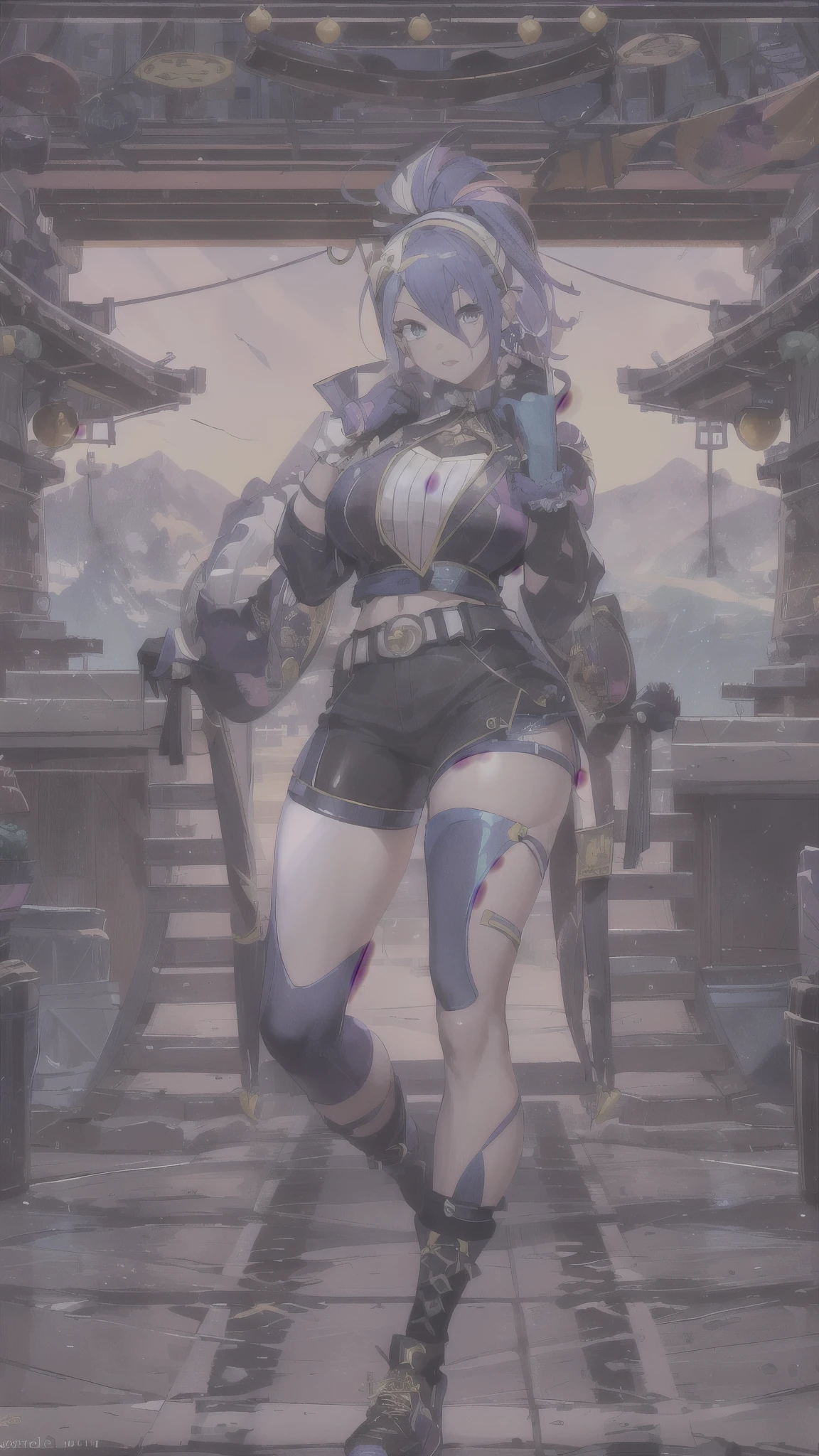 ((masterpiece, best quality, masterpiece)), ((ultra-detailed)), ((high resolution illustration)), ((an extremely delicate and beautiful)) ((1girl)), ((yowane_haku, ((white hair)), red eyes, long hair, ponytail, hair ribbon, cleavage, medium breasts)), ray_tracing, (((beautiful detailed wheat_field, cloudy sky, outdoors))), ((photorealistic)), <lora:HakuMMD:0.5>  ((thighhighs, long dress:1.2, lace trim, high heels, side slit, lace-trimmed legwear, garter straps, blue dress:1.2, jewelry, blue gloves, flower, lace,)), (happy, blush)  <lora:TeaPartyDress:0.5> (dynamic pose)