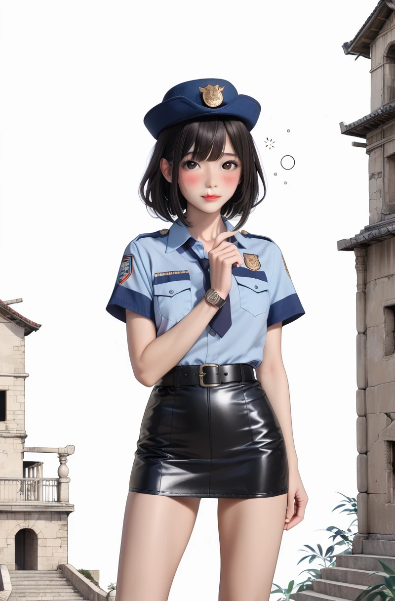 (master-piece:1.2, Need), (realphoto, Crafted with great care), 独奏, 1lady,brownd hair,slong hair,Policewoman,Police uniform,police hat,black pantyhose