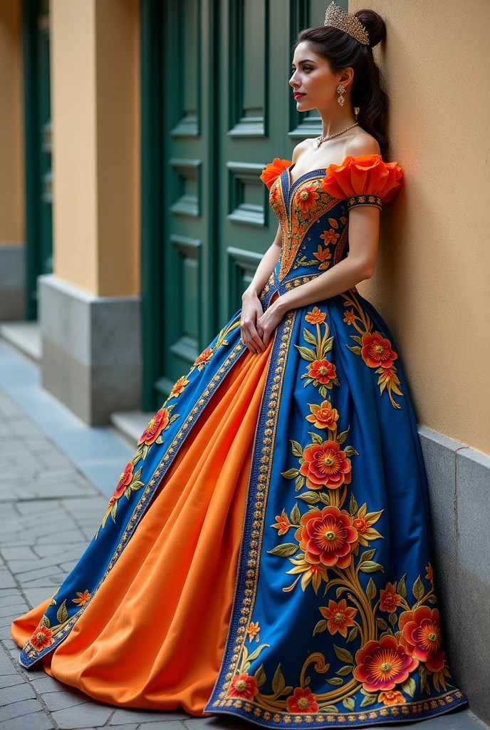 gala dress in the colours of the traditional Danish costume