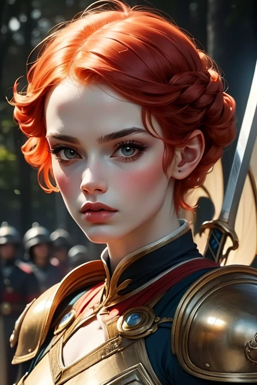 twin 18 year old girls, (detailed facial features), dominant, best quality, bright red hair tied in (braided ponytail:1.2), high quality, realistic lighting, center of frame, hourglass proportions, 8k, hdr, looking up at the viewer, flirting with the camera, bdsm, suspended, tied, medium breast, skinny, toned, a professional photography of a woman, natural skin texture, 4k textures, adobe lightroom, photolab, hdr, intricate, elegant, highly detailed, sharp focus, insane details, intricate details, hyperdetailed, harsh cinematic light, outdoor atmosphere, clean face, (((latex white and red (historic: 1.5) armor))), ((dark green eyes)), looking over shoulder, chin raised, ((science fiction)), ((futuristic city: 1.5)), ((elf ears: 1.9))