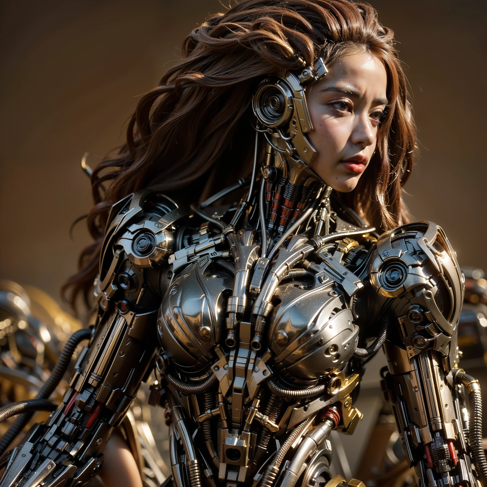 (Completely live action:1.37), (Amazingly realistic textures:1.37), (masterpiece, best quality:1.2), (8k uhd, 16k, 32k, ultra high res), amazingly realistic skin, amazingly realistic photo, superrealism, (photorealistic:1.37), (RAW photo), ultimately realistic, (ultimately realistic all details), (ultimately realistic all textures), super realistic lighting, super realistic shadow, (japanese girl:1.5), ((young face)), smiling, happy, super realistic face, ultimately realistic skin, ultimately realistic eyes, (amazing droopy eye makeup:1.35), ultimately realistic background, ultimately realistic detail up, kkw-ph1, ((amazing droopy eyes, cyberpunk-style cyborg girl, amazingly intricate details, Anatomically perfect hands, mechanical body, silver knight armor, ultra glossy texture, long canine tooth, red eyes))