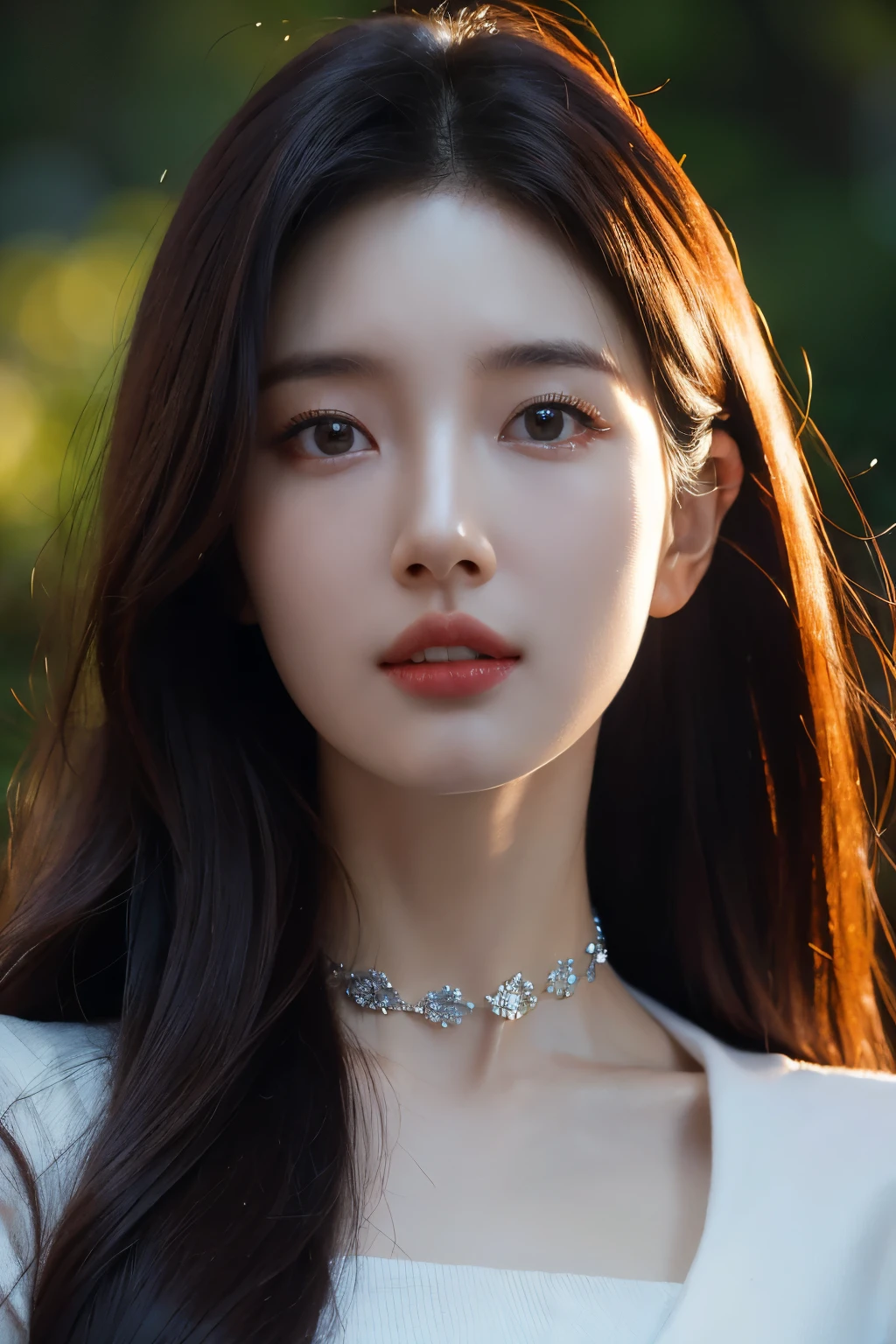8k, masterpiece, RAW photo, best quality, photorealistic, extremely detailed CG unity 8k wallpaper, Depth of field, Cinematic Light, Lens Flare, Ray tracing, (extremely beautiful face, beautiful lips, beautiful eyes), intricate detail face, ((ultra detailed skin), Photo of Pretty 1 girl best qualtiy, ultra high resolution, (realisticlying:1.4),cute hairpin,1girll,Red long-haired,Cropped sweater ,Beautiful woman with a slim figure:1.4, Pronounced abs:1.4, On the island,Ultra-fine face,Elaborate Eyes,double eyelid,choker necklace
