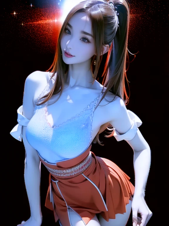 Anime girl with long black hair and a red dress posing for the camera, Realistic Anime 3 d style, 3D Anime Real, hyper Realistic Anime, Japanese Goddess, photoRealistic Anime, Anime very detailed, Enchanting anime girl, Captivating portrait of Tifa Lockhart, Anime CG style, Anime CG, Realistic Anime, photoRealistic Anime girl render, Beautiful and attractive anime woman