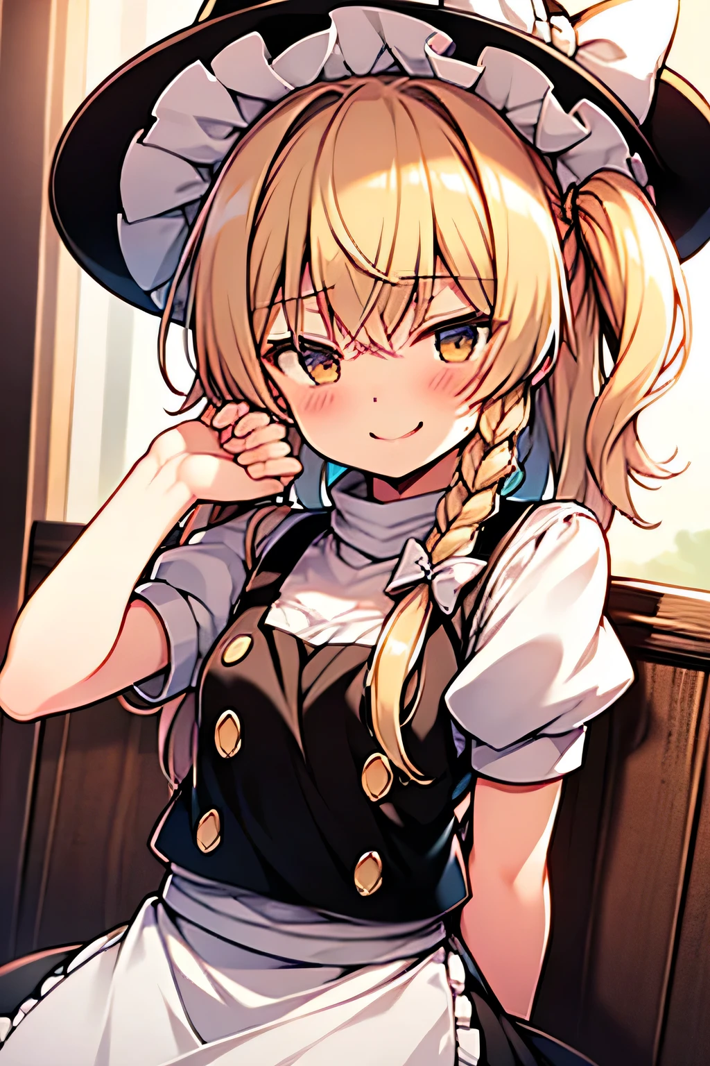 kirisame marisa 、 small tits、 Gold、Naughty、smile、 valentine