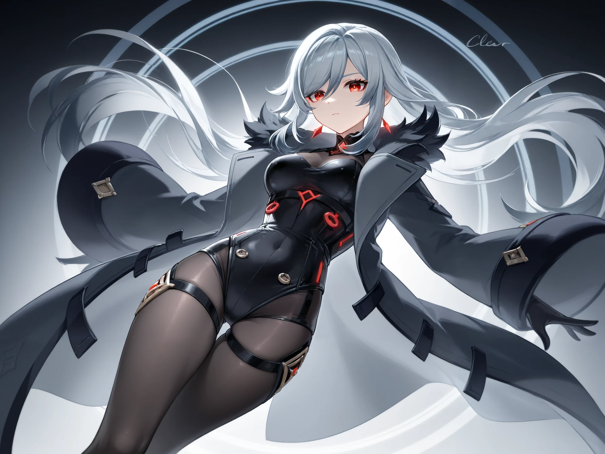 pale skin，dark风，wearing leg rings，long white hair，black eye shadow，red eyes，Abstinence，dark，goat horn，sickle，grim Reaper，sitting，succubus，Open the legs，Smile，Sticking out tongue，Battle damage，Broken clothes，camel toe
