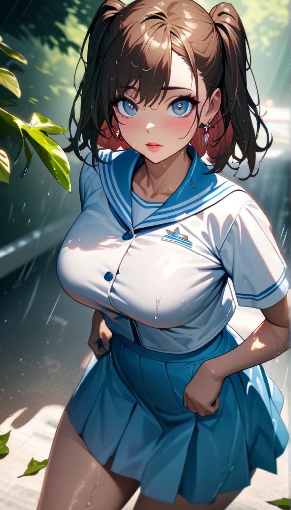 big and full breasts、(((A transparent white sailor suit that sticks to the chest,school uniform:1.7))),(((A woman wearing a transparent sailor suit:1.7 ))),(((A woman riding a colorful custom-painted motorcycle through the city:1.7))), Shiny light brown and orange striped short hair,cute smile,perfect round face,A cheerful smile that makes the viewer happy,proper body proportions,table top,Super high quality output image,High resolution,intricate details,very delicate and beautiful hair,realistic pictures,dream-like,professional lighting,realistic shadow,focus only,beautiful hands,beautiful fingers,Detailed functions of fingers,Detailed features of the wear,Detailed characteristics of hair,detailed facial features,(((emphasize the chest:1.3))),(dynamic angle),(dynamic and sexy pose),laughter、cute round face,,(table top,highest quality,超High resolutionの出力画像,) ,(8K quality,),(sea art 2 mode.1),(Image mode Ultra HD,)