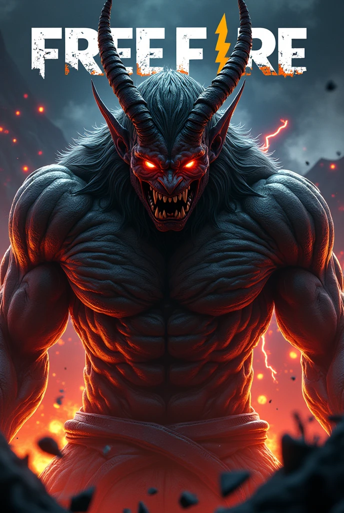 (Award-winning digital artwork:1.3), (Masterpiece, Ultra-detailed:1.3), portrait,Solo Focus, (Devil demon armed with fire),(Monster the size of a building),Ifrit, smoke, Feu, buildings on fire, mort, Destruction, complexe