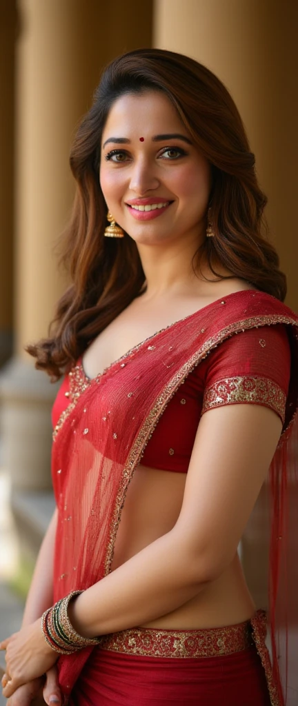 "A close-up portrait of a beautiful Indian woman in her late 30s ...