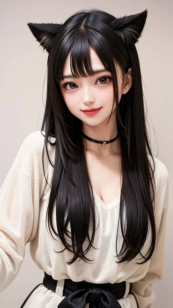 
Azusa(Straight bangs、Long black hair with pink inner、、)
