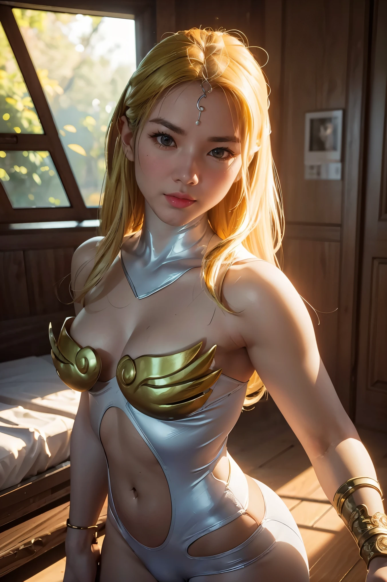 y Teeall Athletic Breasts Body Golden Metal Boot Robotic Arm Golden Metal Mask Princess Red Crown NSFW Blonde Cover