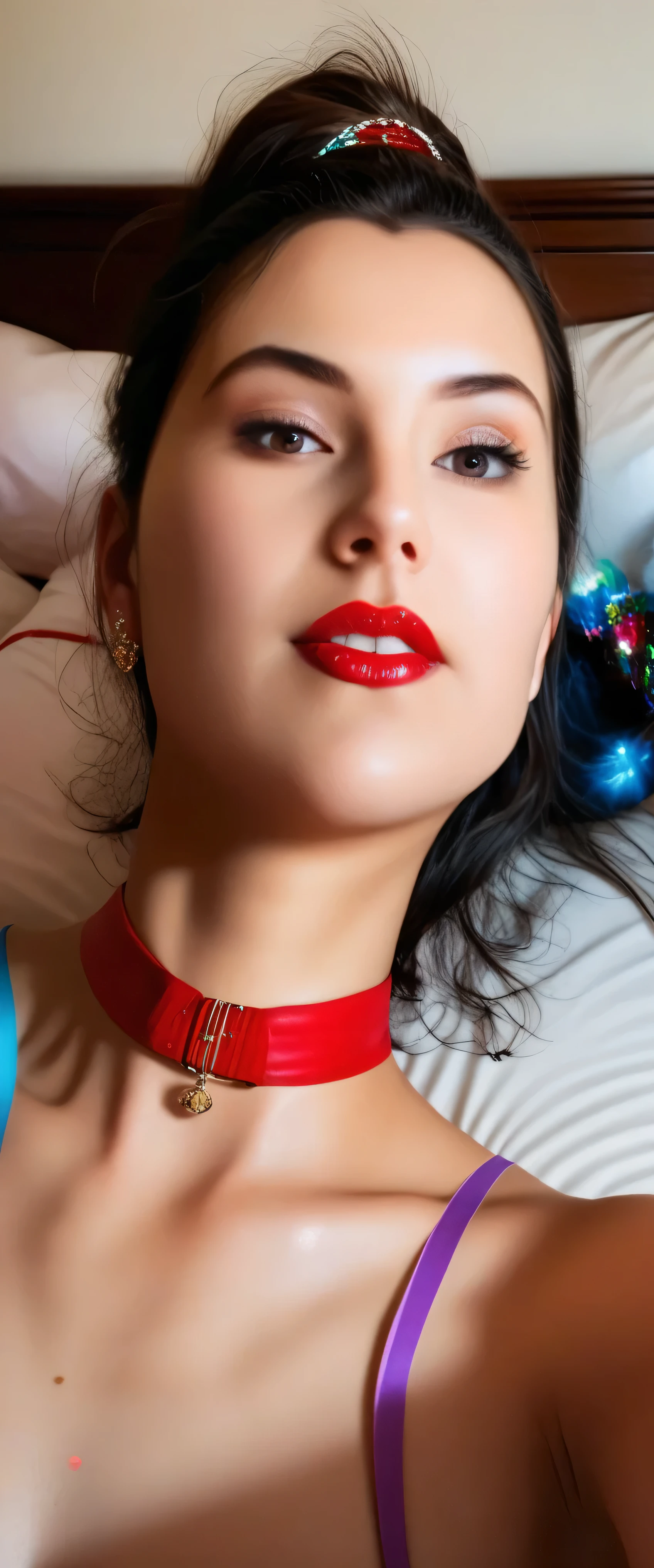 sfw:2.stop.(masterpiece, best_quality:1.2), 1girl, solo, red lips, on bed,black_hair, detailed_face, full_body:2,anatomically_correct,intricate_details, photorealistic, cinematic_lighting, vibrant_colors, high_resolution