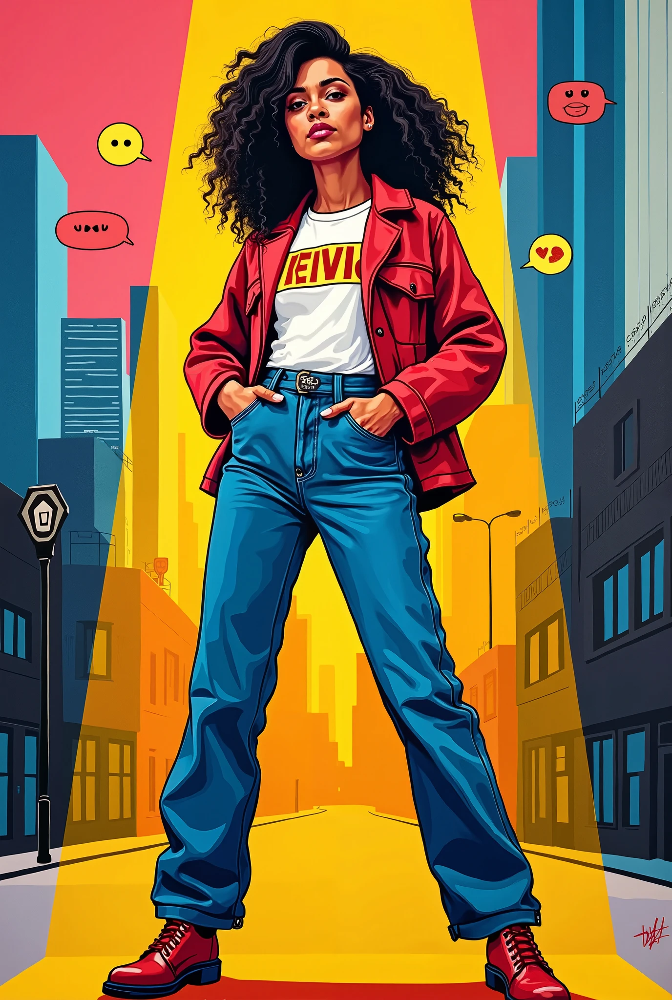 watercolor lineart sketch by Kagan-McLeod, 1970s Blackploration action movie poster, afro girl ,NY city<lora:Kagan-McLeod:1.0>