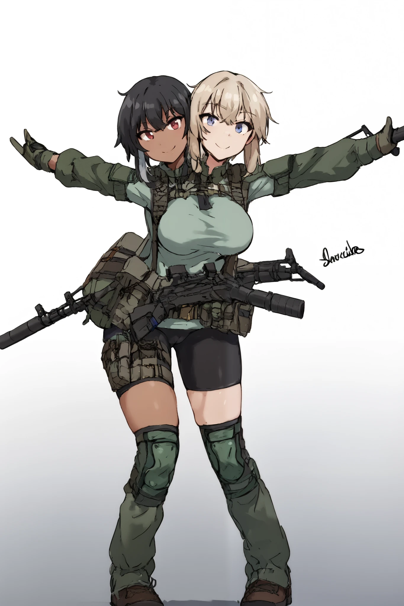 Special Forces Girls,during war,Grinning face,topless,belly button,aircraft carrier,Inward-curling ponytail,hat