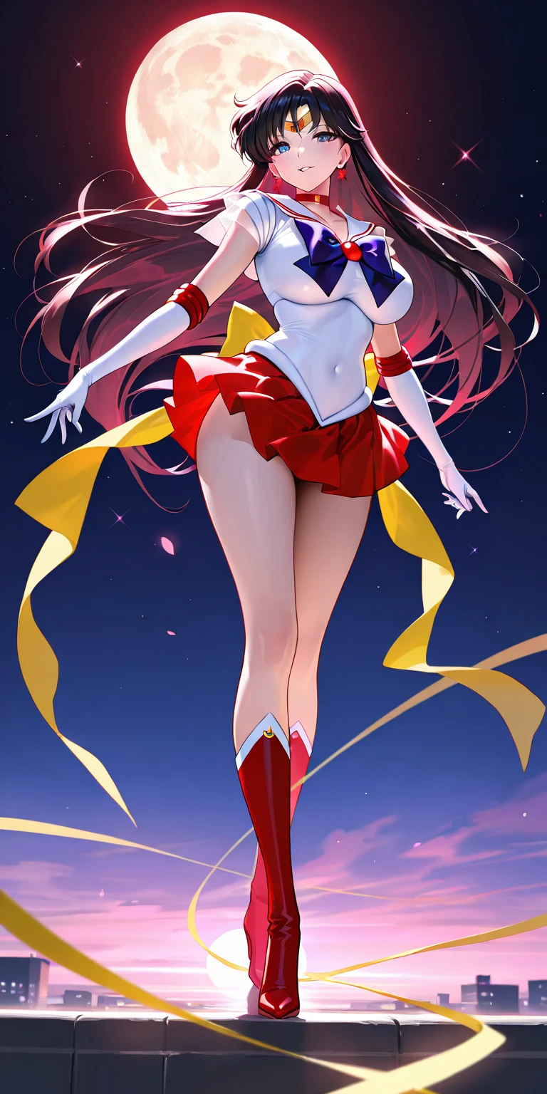 Sailor Moon High Res full body portrait, sexy costume red high heels visible, sticker, no background