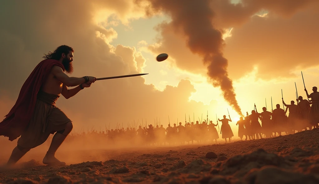 (Quality tags: masterpiece, best quality, official art:1.2), a cinematic depiction of Muhajids gathering with weapons in Palestine, (weapons raised in unity:1.3), a dynamic representation of brotherhood, (gazes focused on a shared goal:1.2), a scene resonating with collective strength, (stormy skies echoing determination:1.1), a backdrop of conflict and resolution, (intense emotions conveyed through expressions:1.4), a moment frozen in unity, (dynamic composition capturing solidarity:1.2), a visual story of resilience and shared purpose, (subtle play of light and shadow:1.2), a vivid portrayal of the defenders of Palestine.