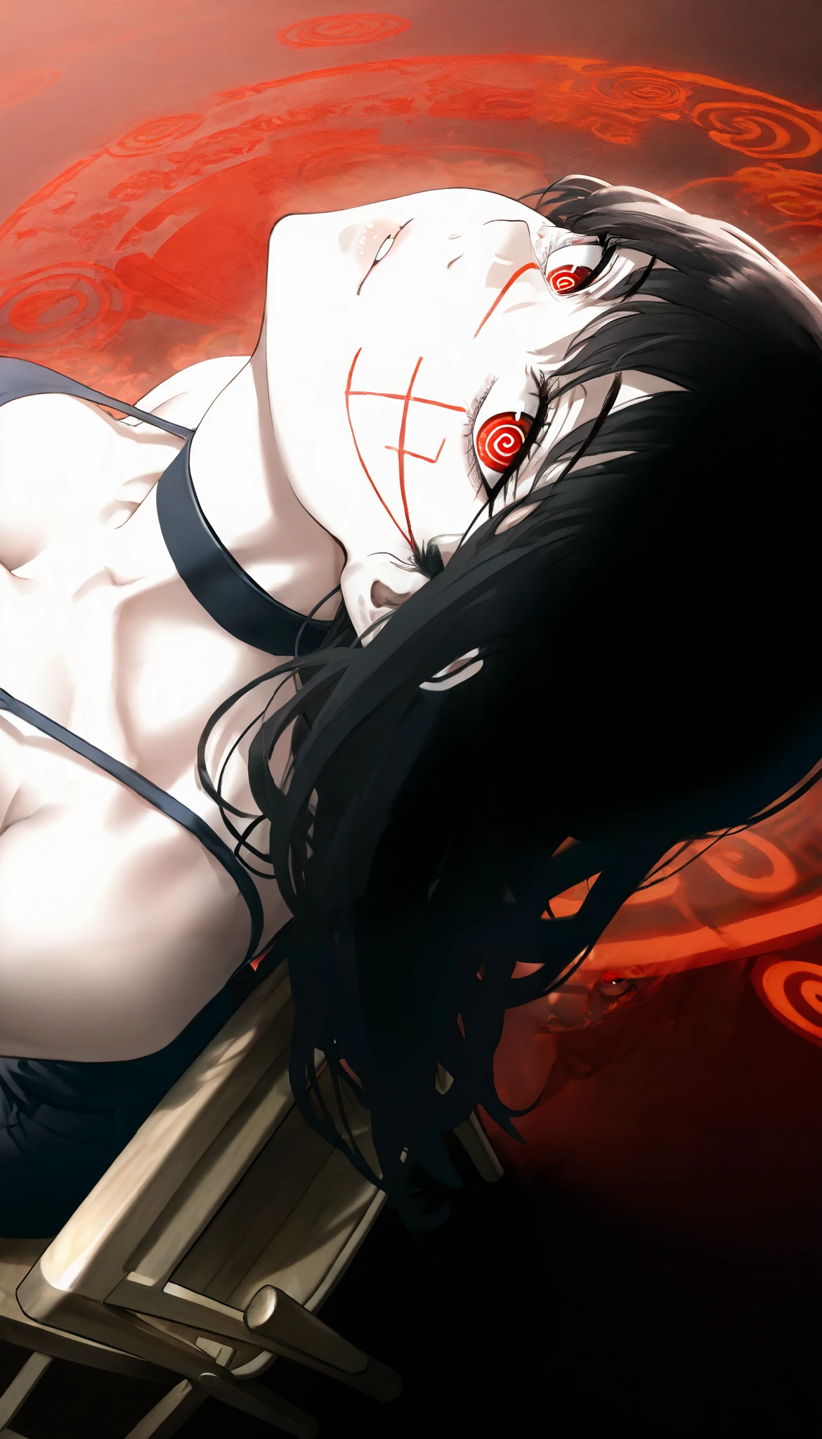 Yoru de chainsaw man,1 girl,vista desde arriba, looking at the viewer , tilted head , spiral eyes , red eyes on the background,facial scar on the background , black hair,, choker ,looking back and up, seen from above,Chin upwards,(Shoulder grip with Dutch angle),  masterpiece,  the best quality,  incredible quality,  perspective, Anatomically correct static pose ,Just the right moment, Simple background , is
Copy instructions
mature woman , housewife,A hentai manga scene , a detailed black and white manga panel, an intricate line drawing , a very detailed anatomy , erotica,sensual,Explícita, suggestive, beautiful detailed eyes , beautiful detailed lips , extremely detailed face , long eyelashes, seductive expression , provocative pose, dynamic composition ,HIGH CONTRAST, dramatic lighting, melancholic atmosphere , neckline sitting on a chair, Open legs,close-up portrait,(attracted),broad breasts