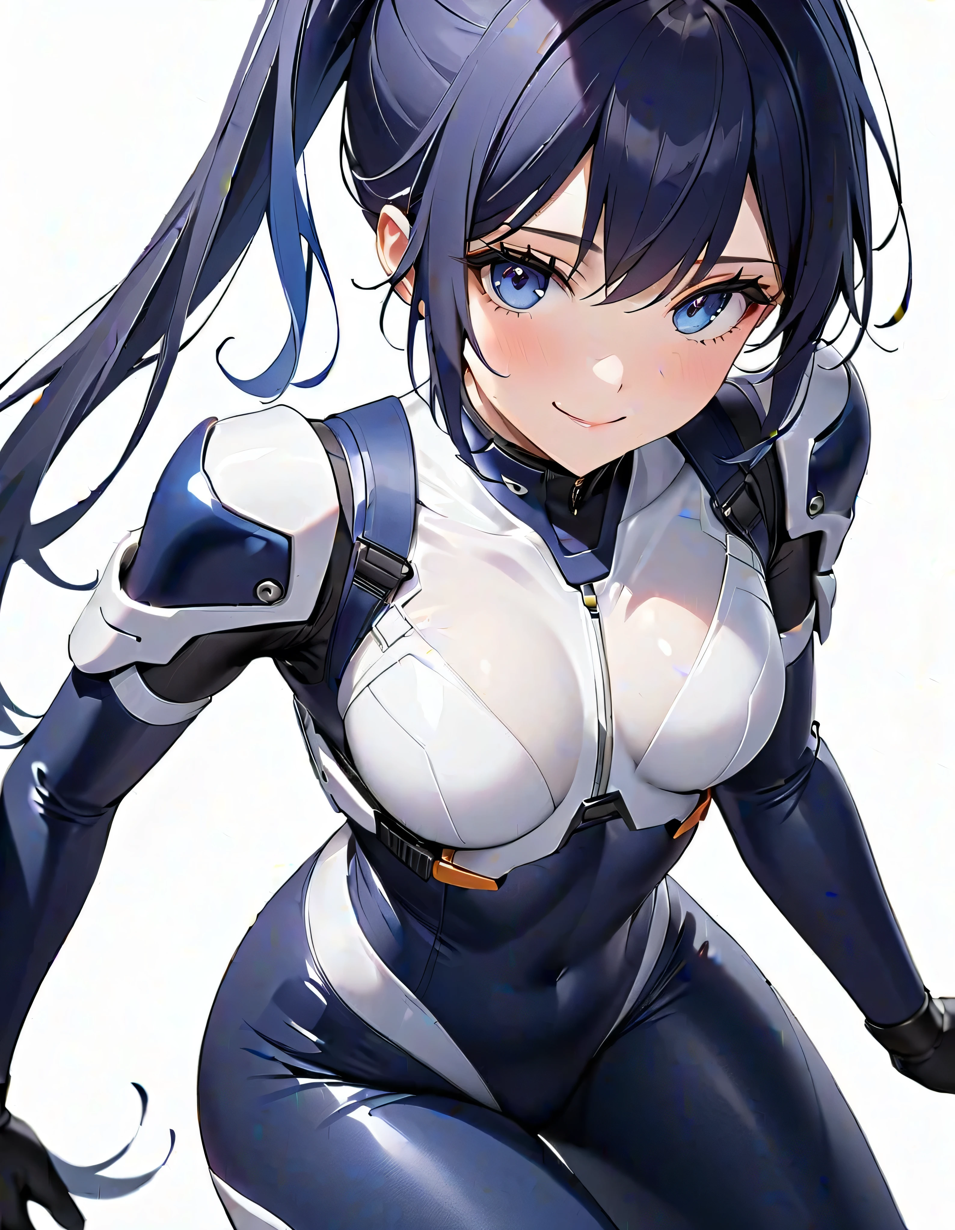 (best quality,ultra-detailed), anime girl, boku no hero, blue and black hair, sharp face, huge chest, blue eyes,