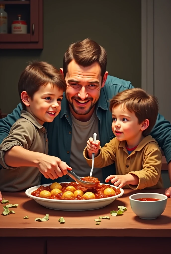 On Father's Day, children invite their dad to salt baked chicken --auto --s2