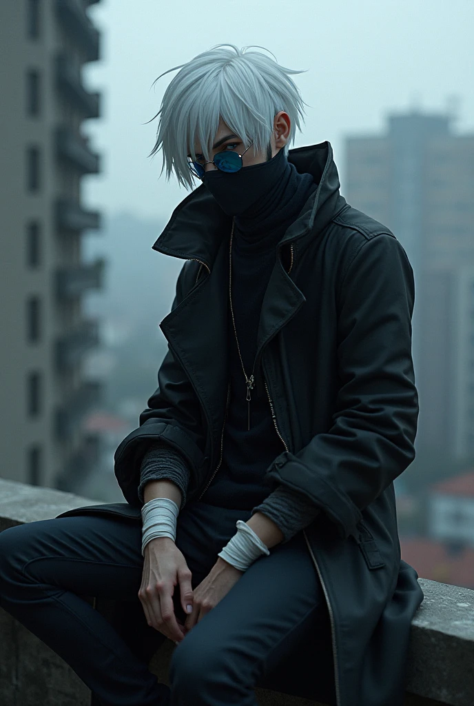 For guys with white hair, wear an eye patch