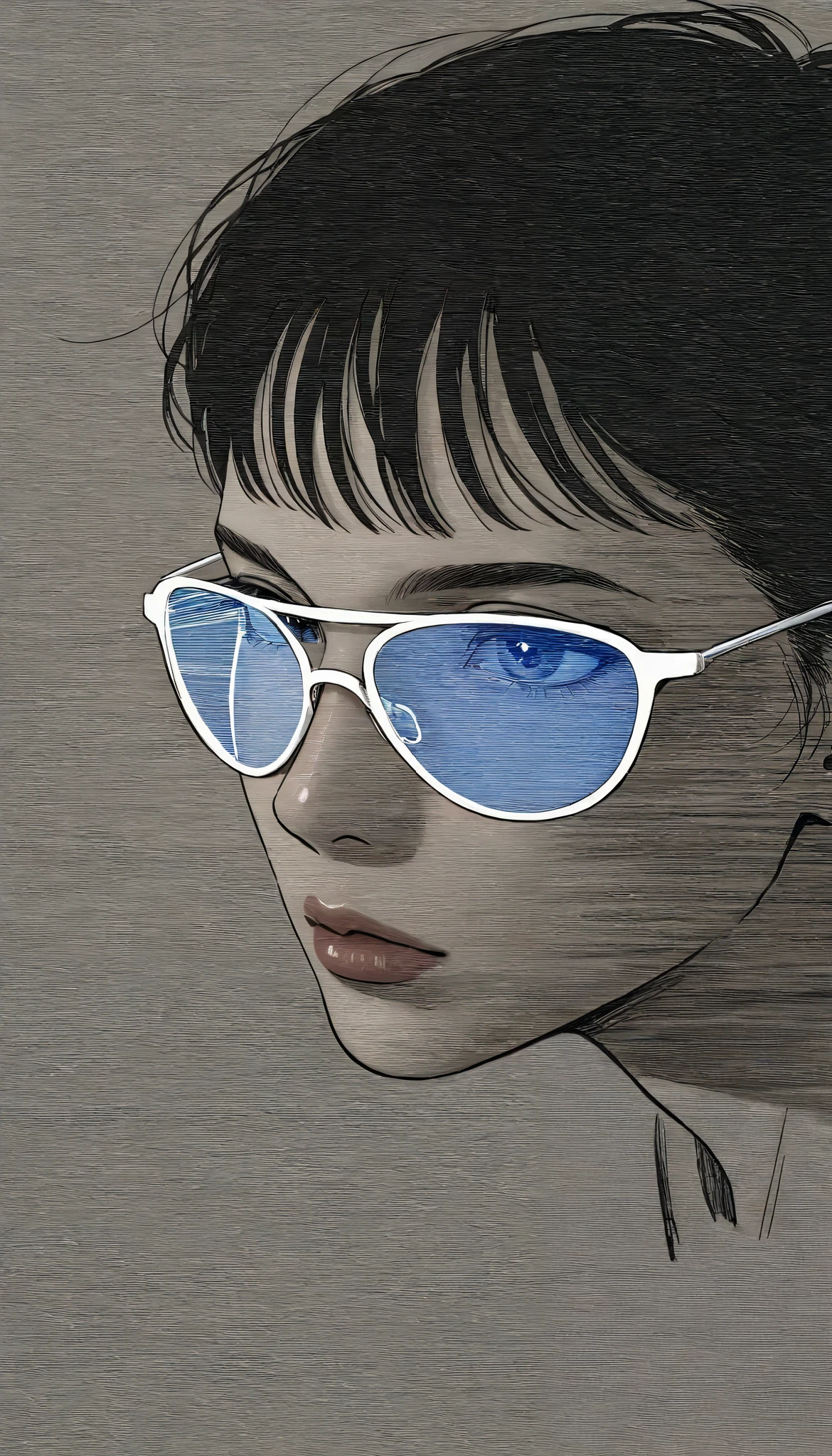 Pencil drawing with pale shades,ROUGH LINE,pencil shading ,colors stand out against the background,textured