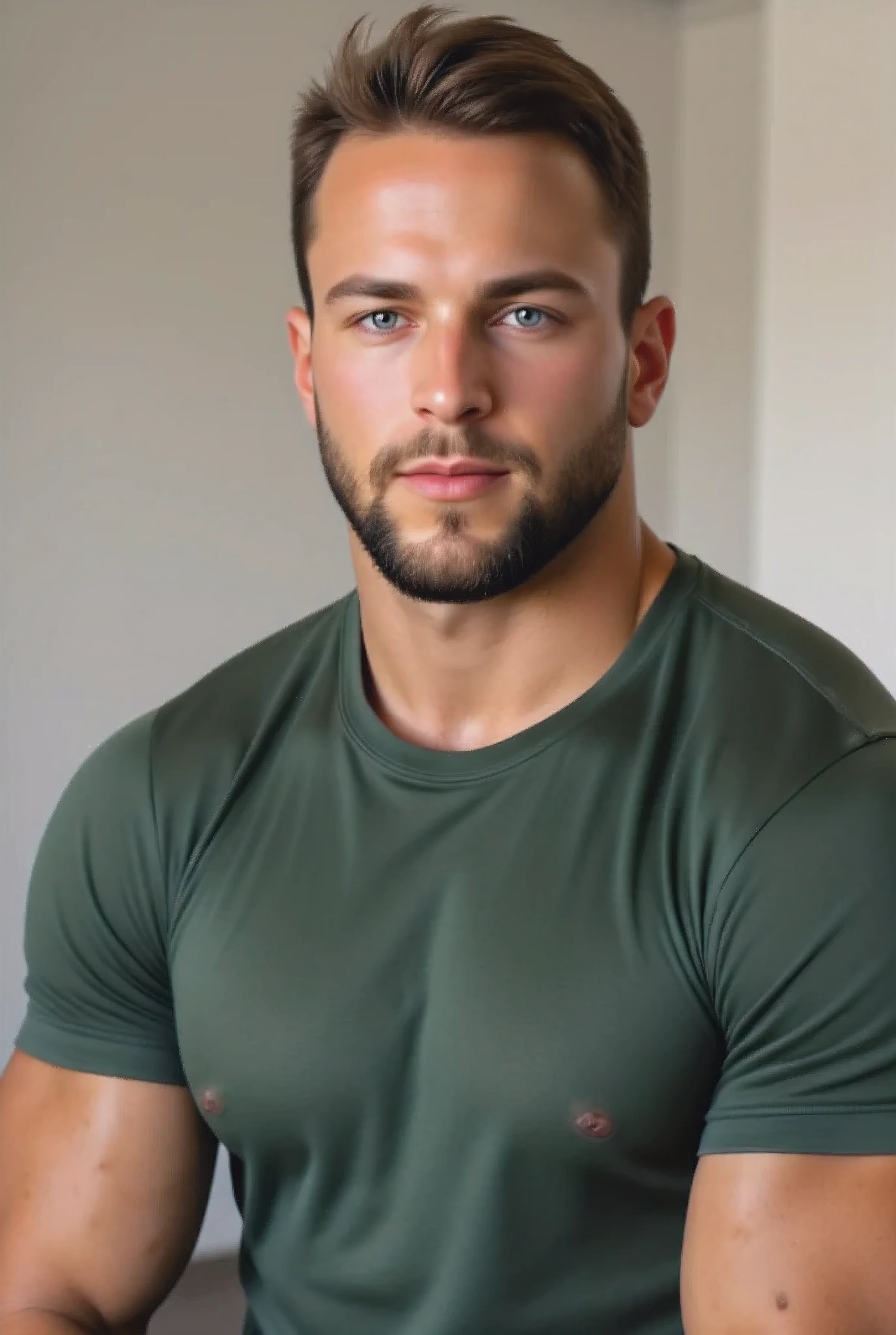 A portrait full-body-shot photo of the character consiste.  Portrait very realistic full body shot of the reference image of the character so realistic and handsome  man is without the t-shirt and powerful expression of masculinity, handsome(Beautiful half normal bulging and half realistic full body muscular:1.5) (( so close)) photograph of a muscular man with less fat and a small belly bulge, (pinkish  and it's anatomically correct:1.5) a handsome man with a 99.8% face similar to that of the reference image provided. He is wearing only , very white skin:1.3, handsome, showing off his toned physique. ((Full body photo:1.4) , (((Your  is covered with  hair))), and (((your navel is slightly hairy))). (Very hyper-realistic:1.4), (((white skin))) ,  (((his realistic  marking by the white semi-transparent panties))), The facial features, including a real expression, a short, carefully trimmered beard, and a warm smile, should match the reference image closely. The lighting is soft and natural, with a simple, neutral background to keep the focus on your body and face. High quality of photography.” language, light smile, SAME FACIAL EXPRESSION OF DACE SEED IS IDENTICAL FACE-IS-SAME-SEED 2396823231 aberration, minimalism, Cinematic, cinematography, character design, Contemporary art, withoutdark, photorealistic, realism, appy expression corners combining with the smile style of pulled mouth. Cute male eyes. The lower eyelids are subtly elongated with trimming and descending curvilinear shape. (Sameseed: 2821806212:1.6l
) with shine. The harmonic chin that connects the long sides of the face. Textured white skin highlighting skin pores in a realistic and uniform way, with a natural sun glow on damp skin, emphasizing fine details such as pores of skin texture lines. Little dimples.  The chest-hair torso is hairy, showing an athletic but not defined but very strong physique and with very realistic hair  