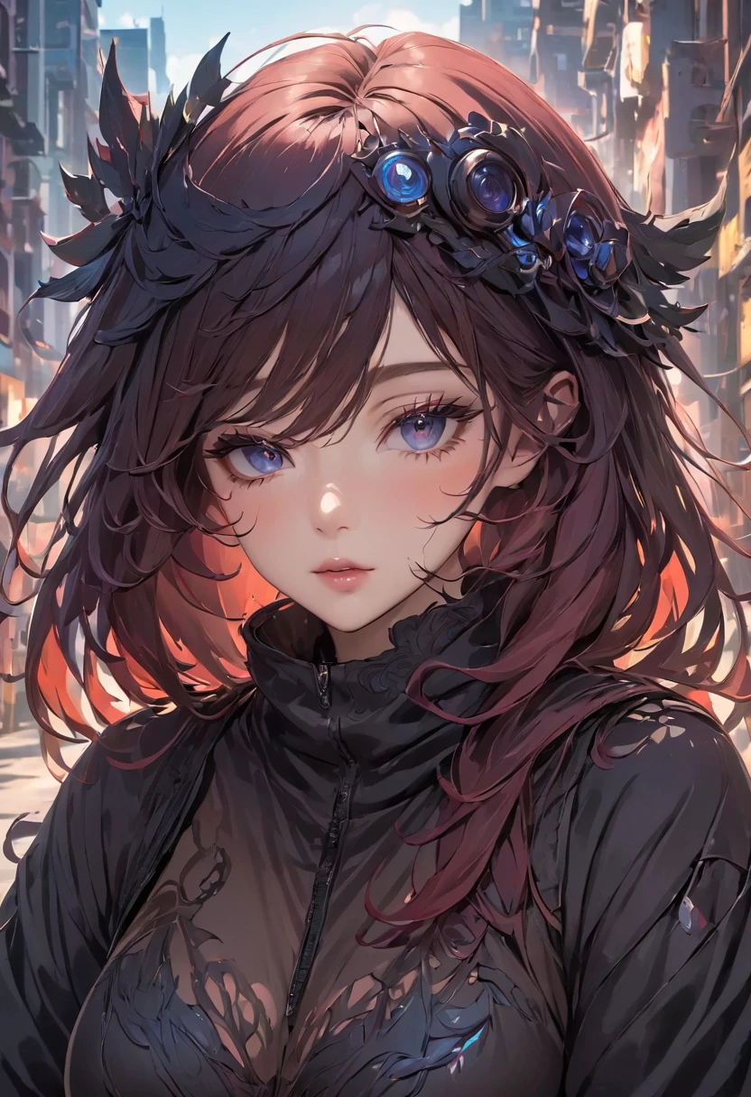 and two eyeglass lenses sewn into the white mask on the hood, a detailed painting of Jin Homura, pixiv, what is that?, highly detailed face , ( ( extreme details ) ), biomechanical oppai, but the armor covers your face , , Ayaka Genshin impact, azure lane style, visor covering the eyes , Anime girl with white hair , wearing a hoodie with two eyeglass lenses stitched on the white hood, a woman with red hair and a black blouse standing in a city , a portrait of a character inspired by Ryūsei Kishida , winner of the pixiv contest, Digital Art , cyberpunk anime girl, badass anime 8 k, female cyberpunk anime girl, cyberpunk anime girl mech, cyberpunk anime art, 4K anime style, anime girl of the future , Anime girl with long hair in a park at night , an anime drawing, a park behind an abandoned school in the middle of the forest