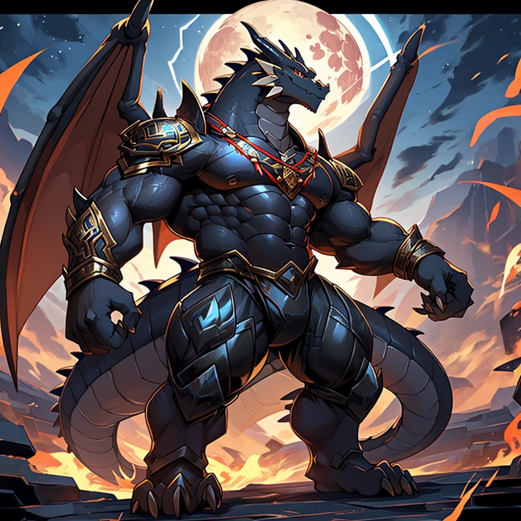 Muscular, The long-winged black dragon transforms into a mechanical body.