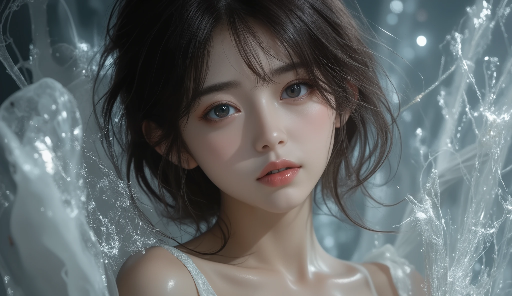 8k, ultra high resolution ,   top quality,  masterpiece,rule of thirds,golden ratio, surreal, photos,  one woman,(  girl:1.3), cute, cute顔, Beautiful Eyes in Every Detail , 細かく Details, mature woman, princess,extream close up,smile, black hair,Messy hair,ID photo, luxurious and beautiful ,(A -yeld fas Japanese idol girl ), (( wearing a Japanese high school uniform with a white shirt, blazer, and skirt)), ((( having sex in the woods ))), ((( She has an ecstatic expression ))), very delicate expression ,  delicate eye description,,  Healthy Body , (( 1 female)), Height: 160cm, (( thin thighs)) ,(  thin waist:1.4)、( Beautiful :1.4),  pink lips, profile,(((  ideal figure))),Small bust, A cup :2,、 portraits:2、  perfect anatomy 、鮮明な  Details、  Details, thin lips,Perfect and beautiful face  ,完璧で cute顔,   Meticulous Skin  ,  Perfect Limbs 、  thin waist,  surreal,Light and Dark,  fashion magazine cover,glowing 