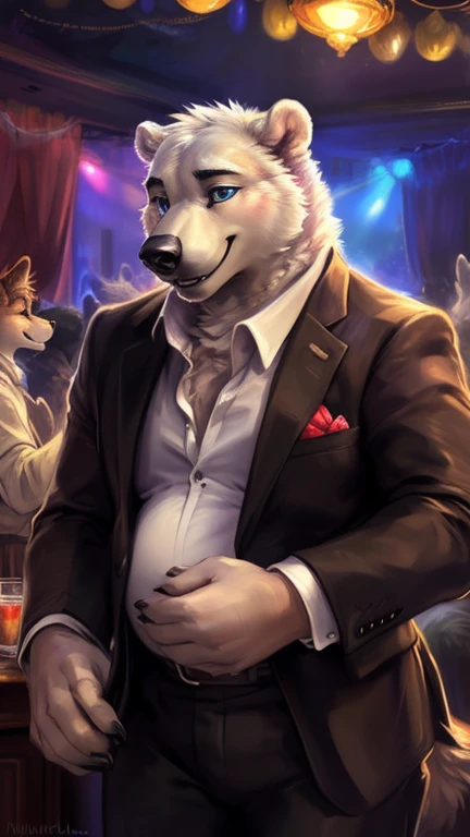(by taran fiddler), (by darkgem:0.8), (by chunie:1), masterpiece,
(balls, sheath), detailed fur, portrait, angry, shocked, looking at viewer, smirk, grin, (jimmycrystal:1.2), (detailed pixar eyes:1.2), detailed eyes, male, anthro, white wolf,
standing, ripped clothes, surprised, embarrassed,
(detailed stage background), <slora:add_detail:0.3>, <lora:LoraJimmyBY_jimmycrystal:1>