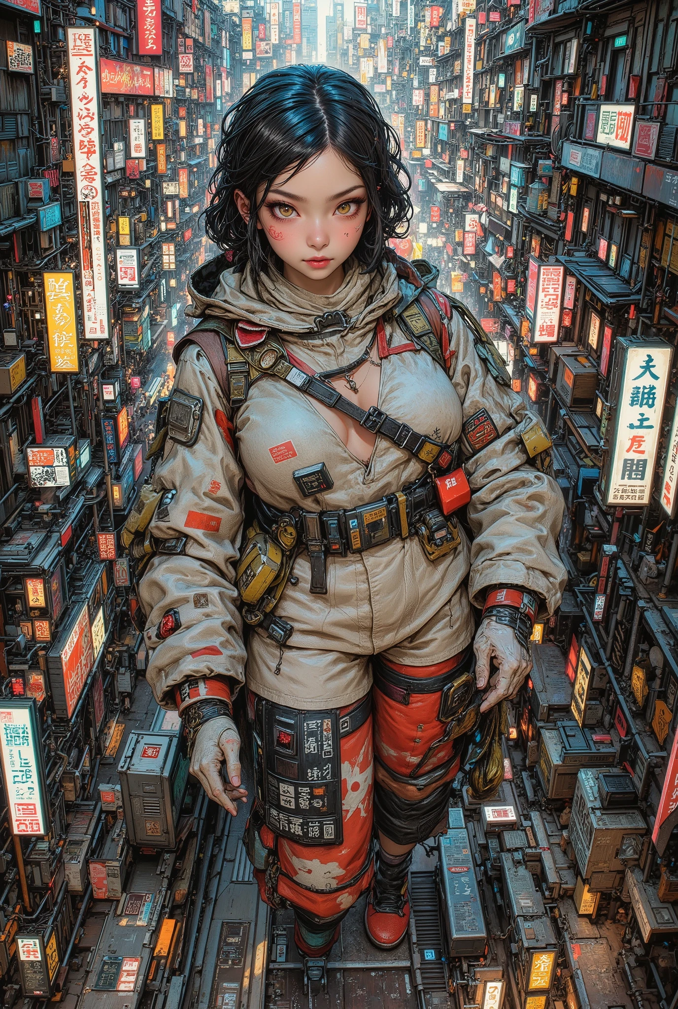 (High Definition, masterpiece, Accurate, top quality, High Definition model, high detail, (((The textures are soft))), ((matte and toy-like with a handmade premium look)), (((Tim Burton style))), A girl walking with a cat on the streets of Shibuya, best quality, (intricate details:1.1), beautiful detailed, beautiful hair, pupil details,solo, 1girl, japanese, blush, five fingers, ((Pupil details)), backlighting, ((five fingers)), big breasts, 